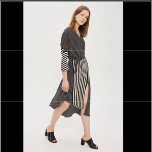 Spot & Stripe Mix Wrap Dress
